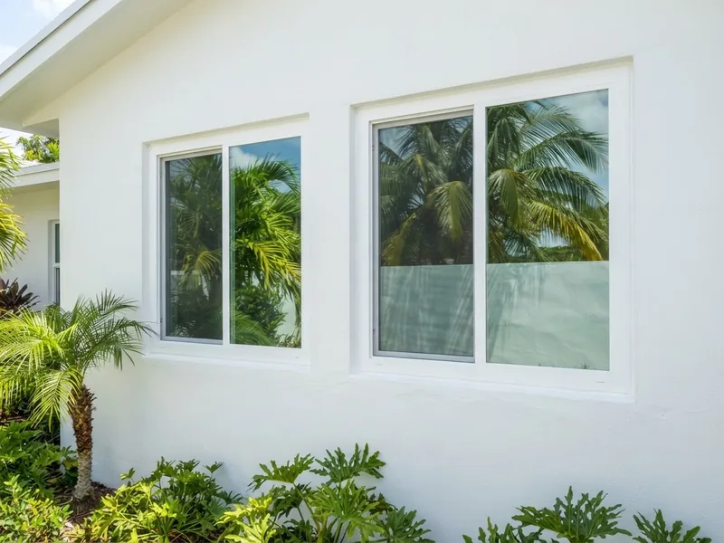After: new white-framed impact windows